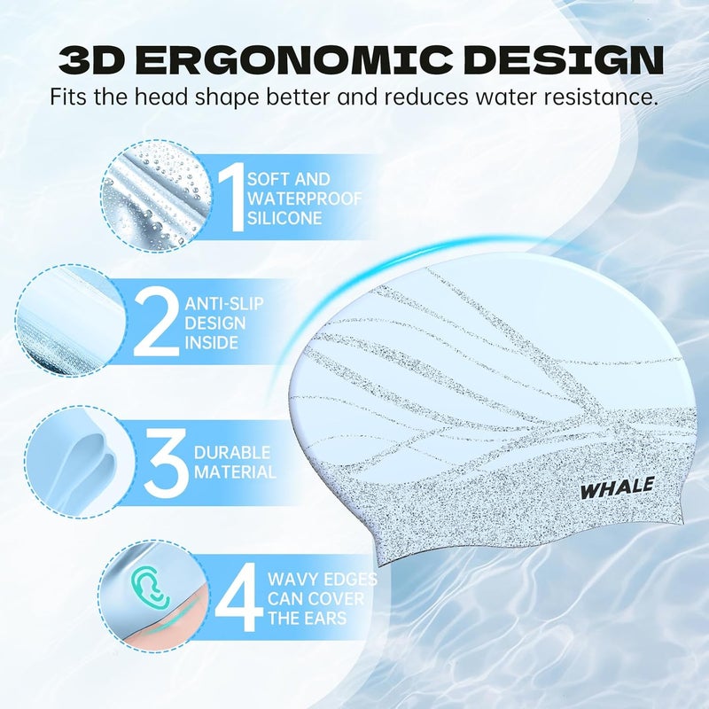 Whale Extra Large Swim Cap Designed for Men and Women with Thick, Long Hair, Hair Extensions Or Afro-Textured Hair Long-Hair Swim Cap Highly Waterproof to Keep Hair Dry - Image 5